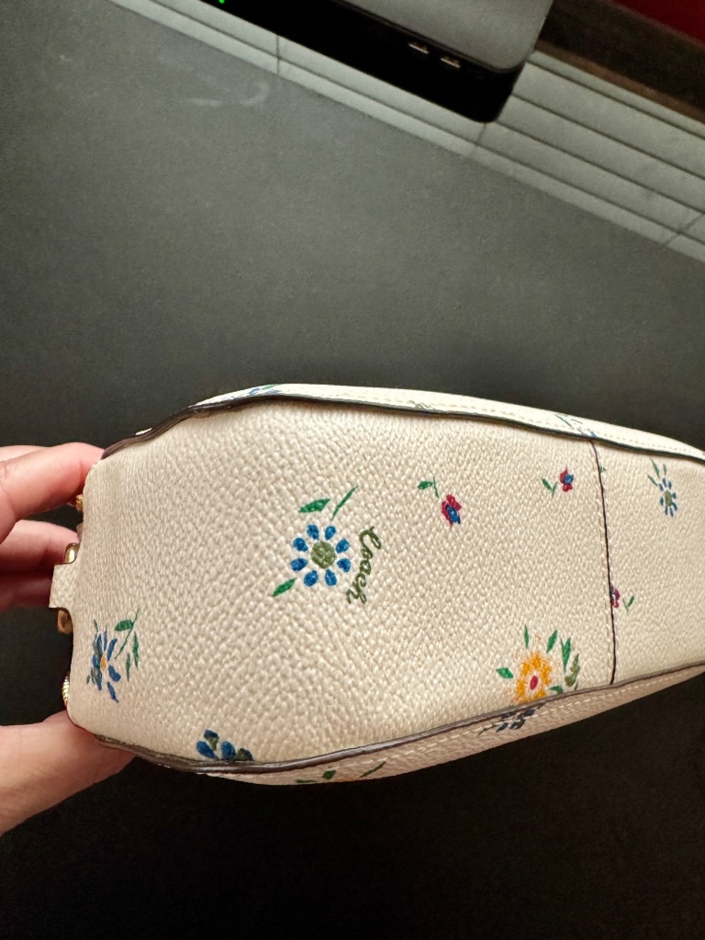 Coach White Leather Floral Top Handle (detachable long strap) Purse - Picture 4 of 7